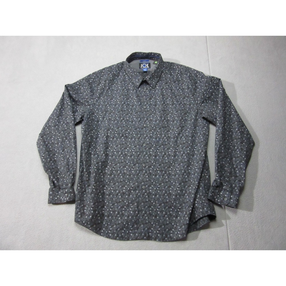 Joe Joseph Abboud Shirt Mens XL Black Gray Floral Button Up Slim Fit Long Sleeve